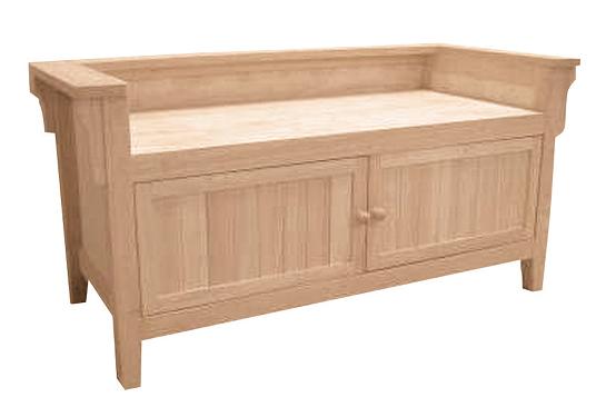 Wood Unfinished Furniture Benches, Unfinished Storage Bench With Drawers